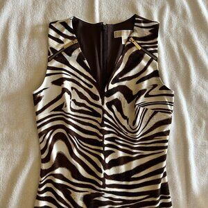 Michael Michael Kors Animal Print Brown and Cream Cocktail Dress